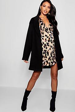 Boohoo Button Wool Look Coat