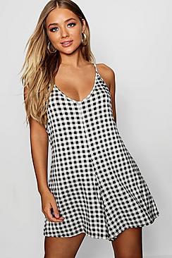 Boohoo Gingham Swing Playsuit