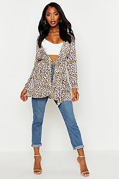 Boohoo Woven Leopard Chain Belted Kimono