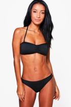 Boohoo Barbados Bandeau Bikini Set Black