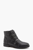 Boohoo Molly Mixed Material Studded Strap Ankle Boot