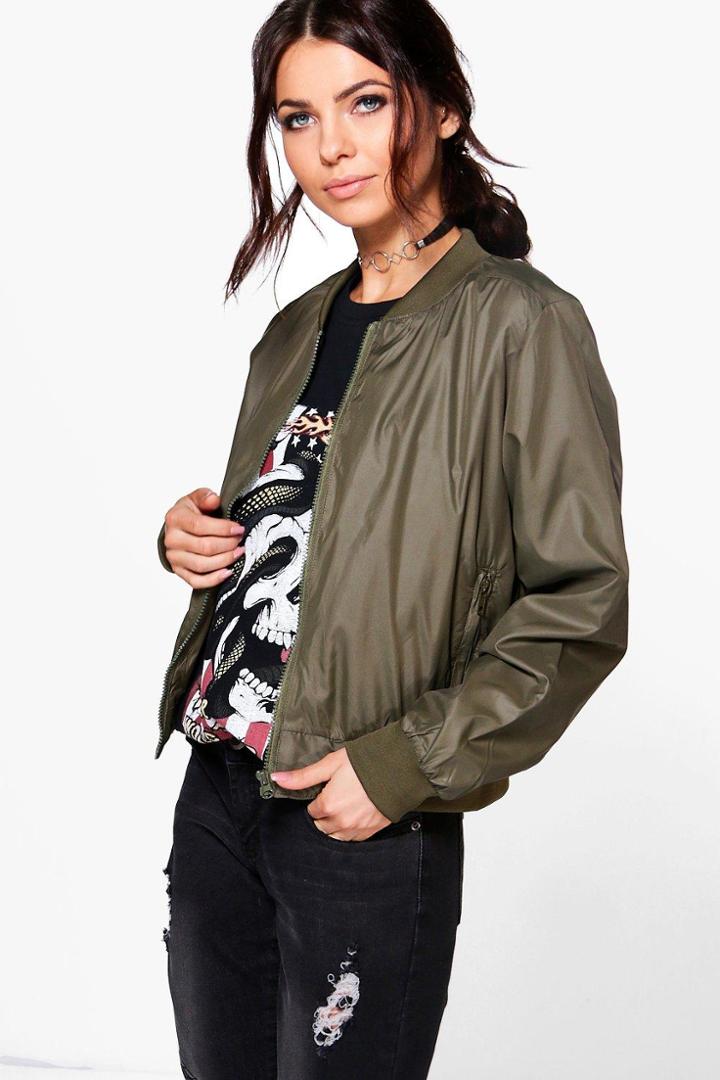 Boohoo Maria Bomber Jacket Khaki
