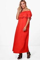 Boohoo Plus Liza Double Layer Tassel Trim Maxi Dress