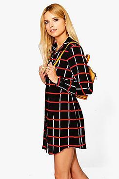 Boohoo Brogan Grunge Check Shirt Dress