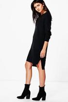 Boohoo Mia Side Split Half Jumper Dress