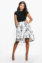 Boohoo Boutique Jay Sateen Printed Skirt Skater Dress