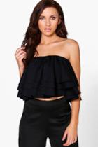 Boohoo Nora Ruffle Tiered Top Black