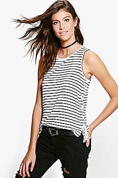 Boohoo Simone Tie Side Stripe Vest