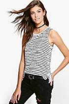 Boohoo Simone Tie Side Stripe Vest