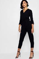 Boohoo Hilda Military Wrap Front Cargo Style Jumpsuit