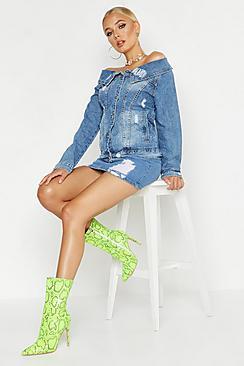 Boohoo Off The Shoulder Denim Jacket