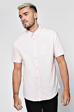 Boohoo Pale Pink Short Sleeve Oxford Shirt