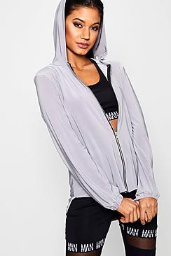 Boohoo Beth Slinky Longline Zip Through Hoody