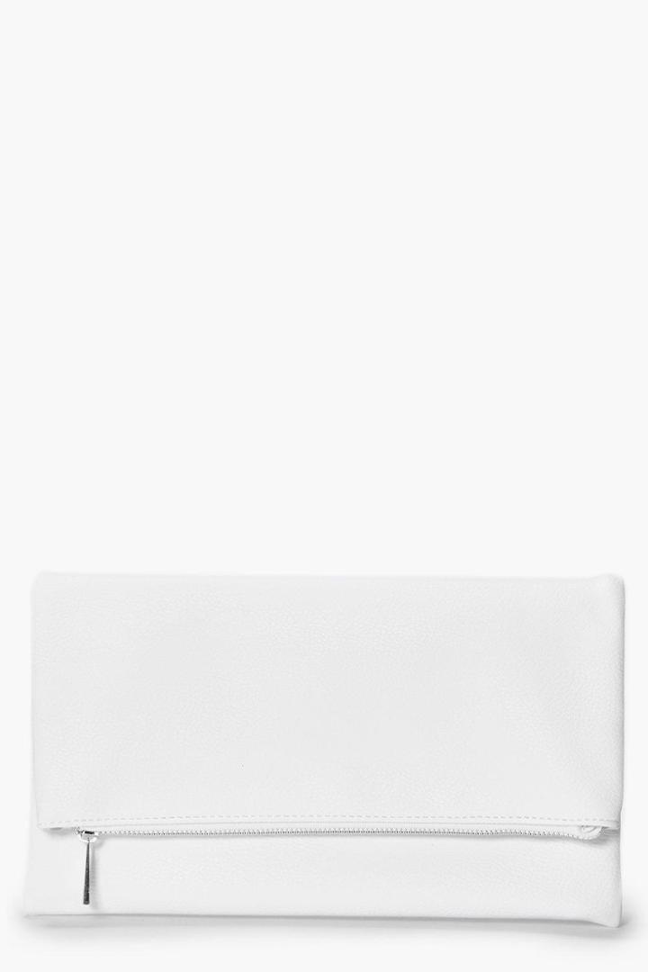 Boohoo Daisy Fold Over Clutch Bag White