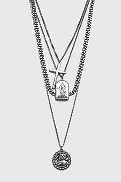 Boohoo 4 Layer Chain And Pendant Necklace