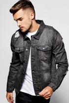 Boohoo Grey Jean Jacket With Light Distressing Grey