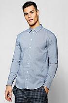 Boohoo Mini Houndstooth Long Sleeve Smart Shirt