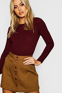 Boohoo Petite Button Front A Line Skirt