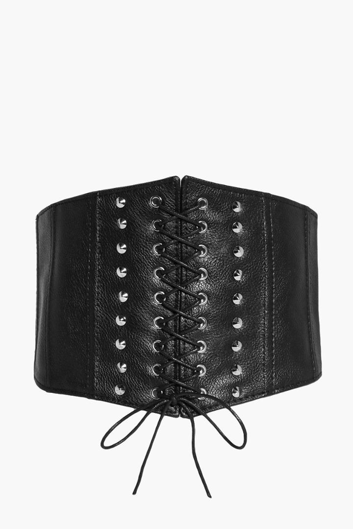 Boohoo Sophie Stud & Panel Corset Belt Black