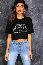 Boohoo Disney Love Hands Crop Top