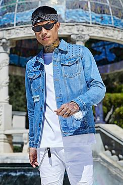 Boohoo French Studded Denim Jacket