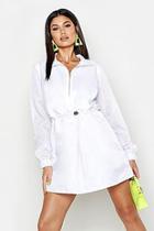 Boohoo White Zip Through Shellsuit Dress