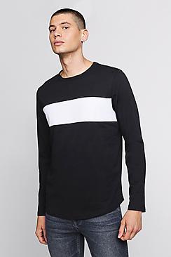 Boohoo Longline Colour Block Curved Hem T-shirt