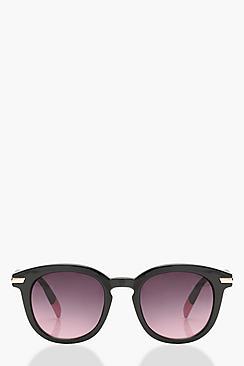 Boohoo Julia Pink Tipped Round Sunglasses