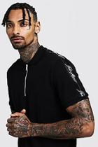 Boohoo Zip Through Pique Polo With Man Tape