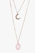 Boohoo Kitty Moon And Crystal Layered Necklace Gold