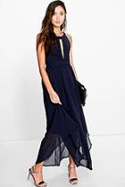 Boohoo Marcie Pleat Detail Keyhole Chiffon Maxi Dress