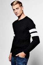 Boohoo Contrast Arm Band Ribbed Crew Neck Jumper