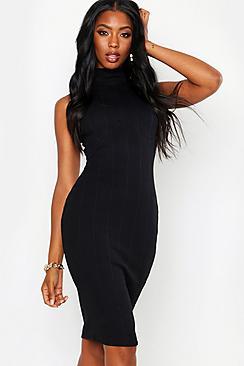Boohoo High Neck Cupped Bandage Midi Dress