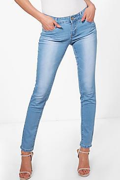 Boohoo Jaclyn Light Wash 5 Pocket Skinny Jeans