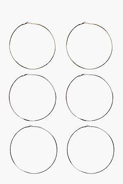 Boohoo Macy Mixed Metal Large Hoop Earring 3 Pack