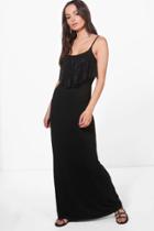 Boohoo Harri Double Layer Lace Maxi Dress Black