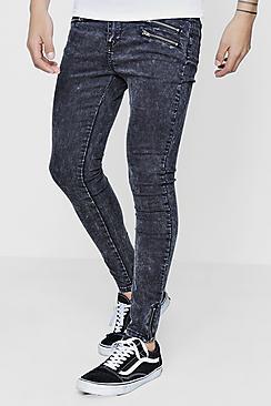 Boohoo Zip Cuff Spray On Skinny Jeans