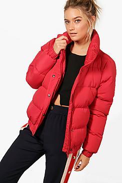 Boohoo Karina Crop Funnel Neck Padded Jacket