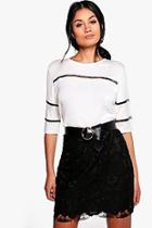 Boohoo Helen Lace Insert Short Sleeve T-shirt