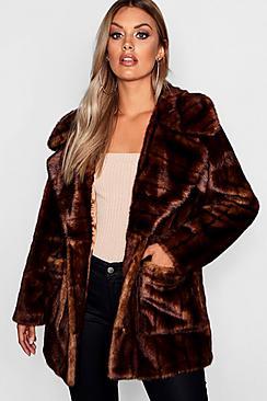Boohoo Plus Oversized Collar Faux Fur Coat