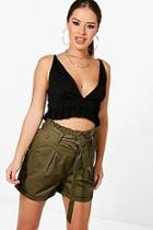 Boohoo Petite Utility Tie Waist Woven Short