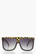 Boohoo Leopard Oversized Flat Top Sunglasses