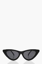 Boohoo Maya Matte Black Skinny Cat Eye Sunglasses