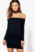 Boohoo Petite Poppy Lace Choker Off The Shoulder Dress