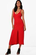 Boohoo Alli Strappy Split Midi Dress