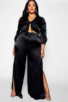 Boohoo Plus Satin Tie Top & Trouser Co-ord