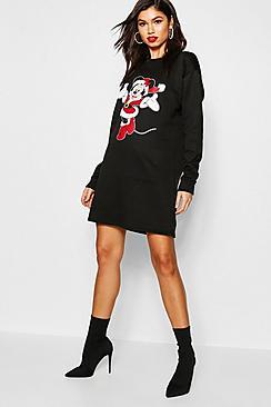 Boohoo Disney Christmas Minnie Sweatshirt Dress