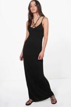 Boohoo Alice Strap Detail O Ring Maxi Dress Black