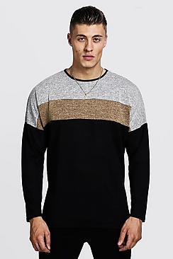 Boohoo Drop Shoulder Colour Block Oversized Jumper