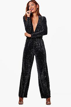 Boohoo Dixie Open Front Wide Leg Jumpsuit